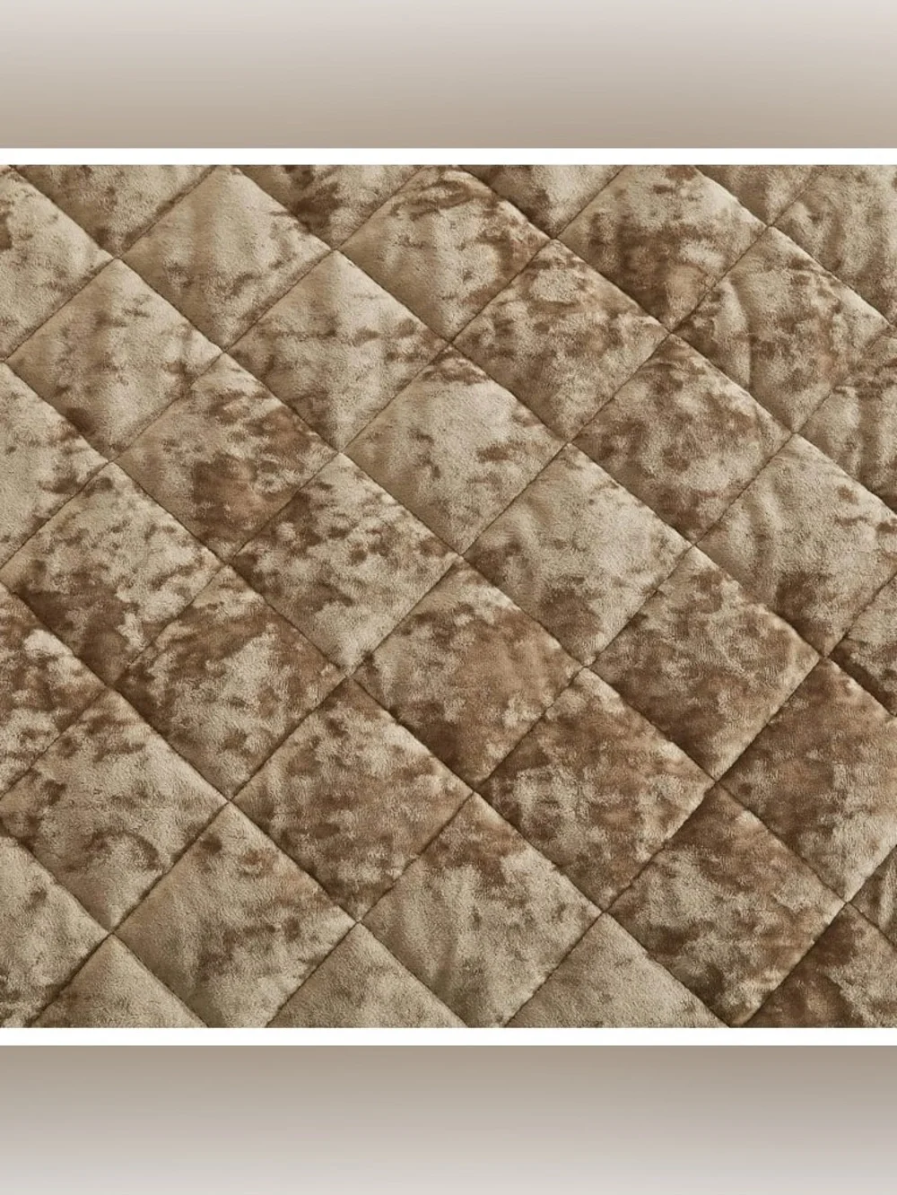 Plush queen 3 piece Quilted Velvet Bedspread Set - Taupe